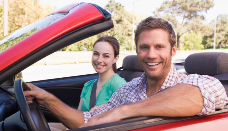 Couple in a convertible